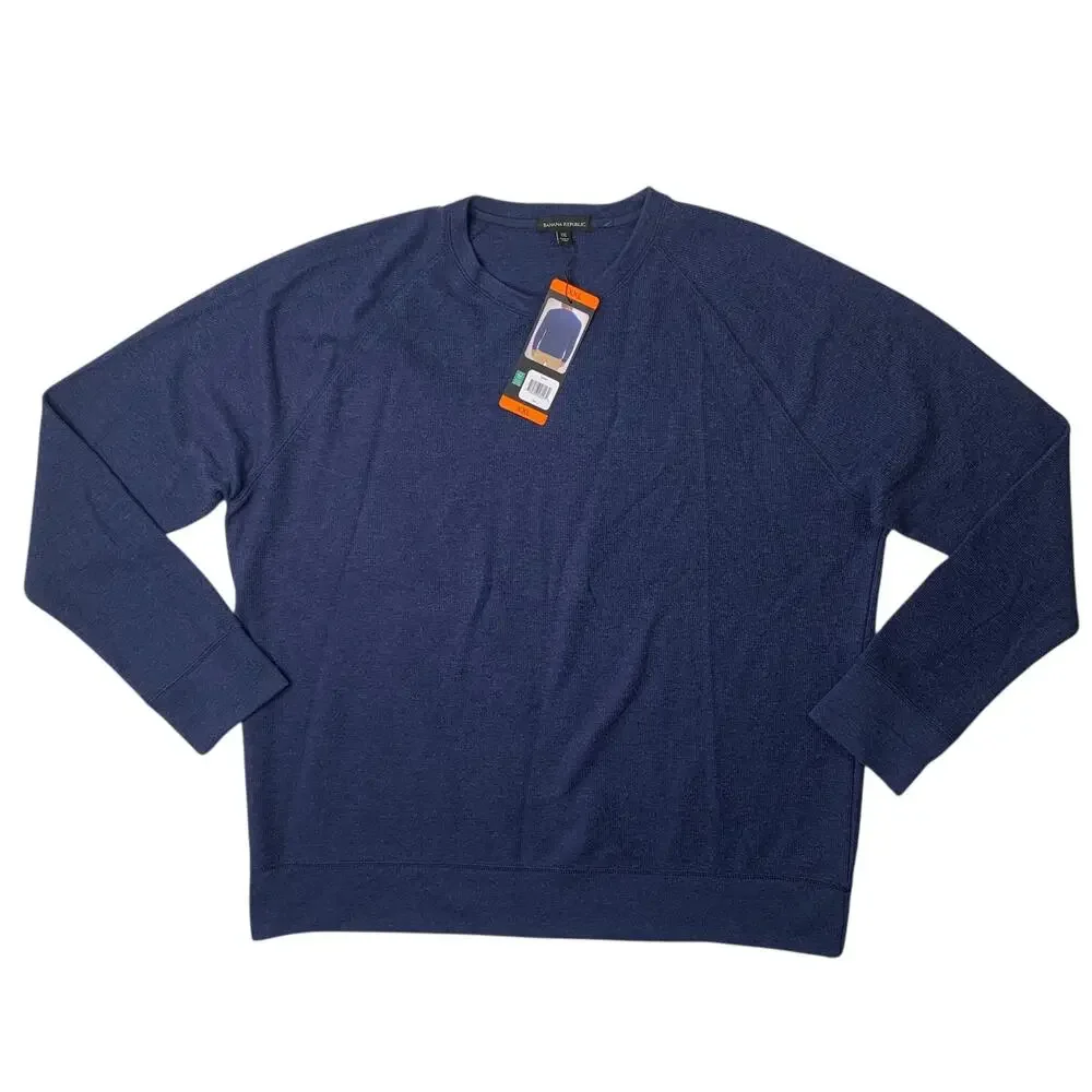 Banana Republic Sweatshirt Men XXL Navy Crew Neck Raglan Sleeve Performance Knit